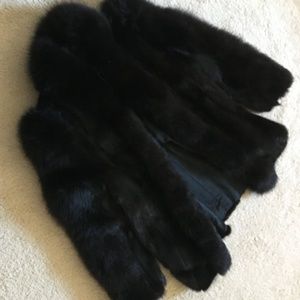 GORGEOUS BLACK MINK with TUXEDO FOX TRIM & SLEEVE
